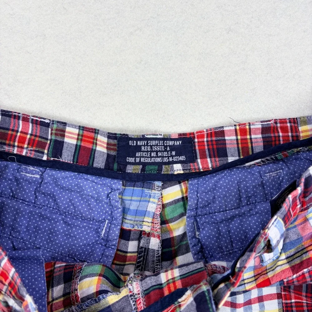 Old Navy Surplus Company Mens 36 Patchwork Plaid Shorts Multicolor Cotton